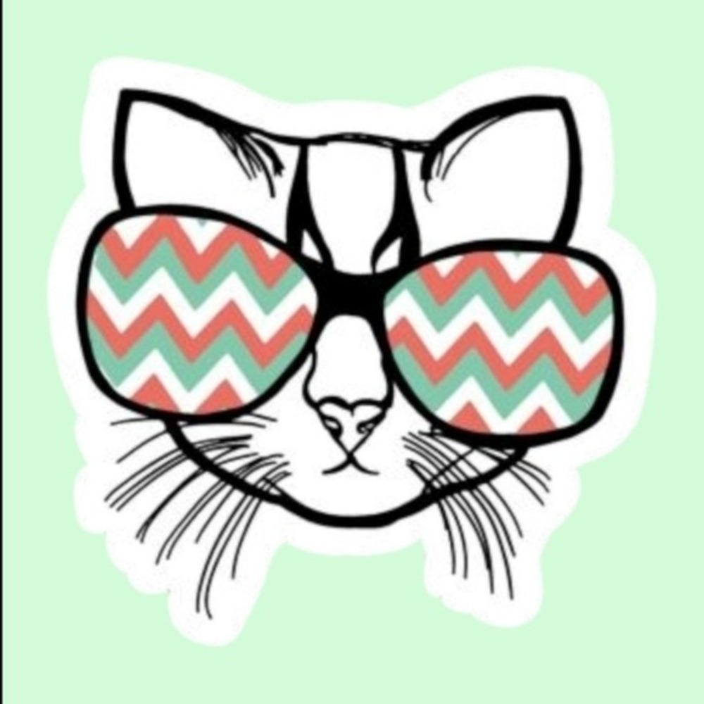 Cute Cat‎ Chevron Sunglasses Sticker